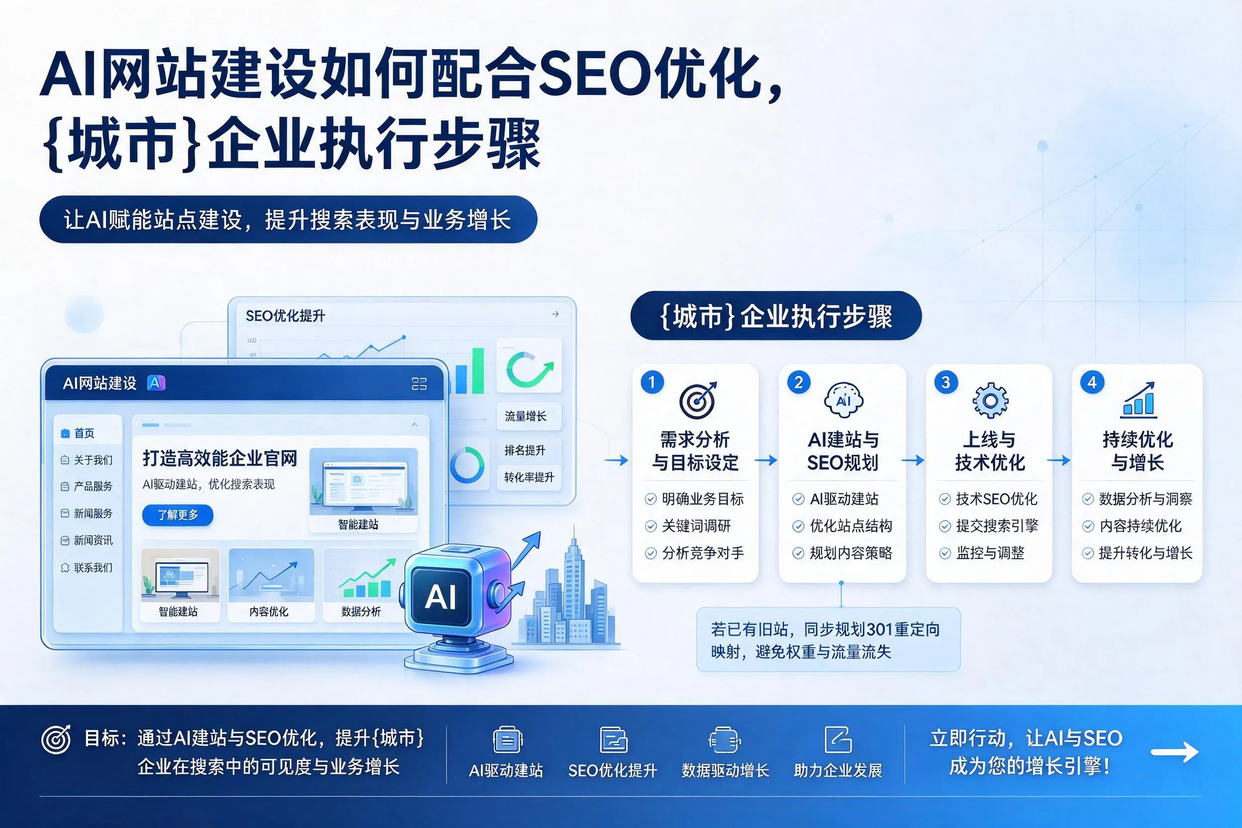 AI网站建设如何配合SEO优化,镇江企业执行步骤