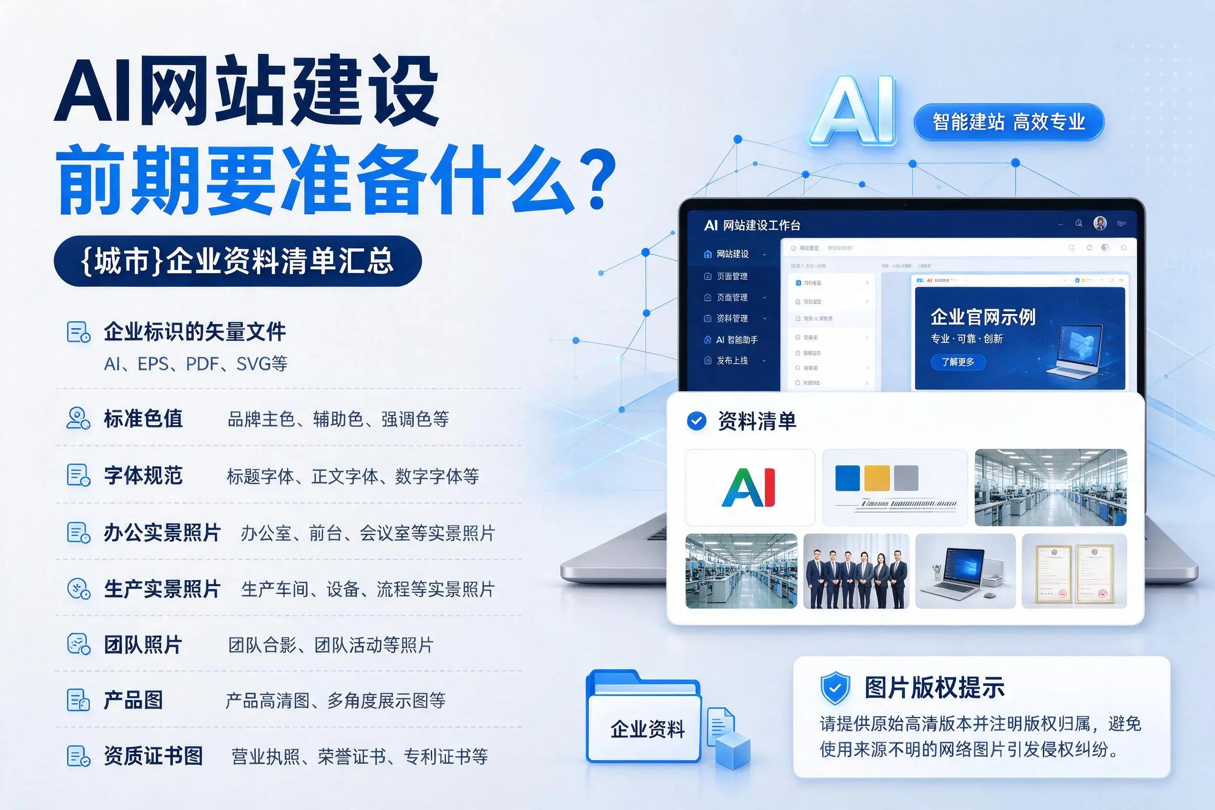 AI网站建设前期要准备什么?镇江企业资料清单汇总